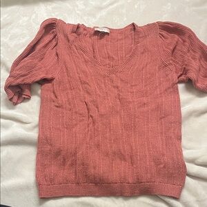 Loft Outlet Pink V-Neck Knit Sweater